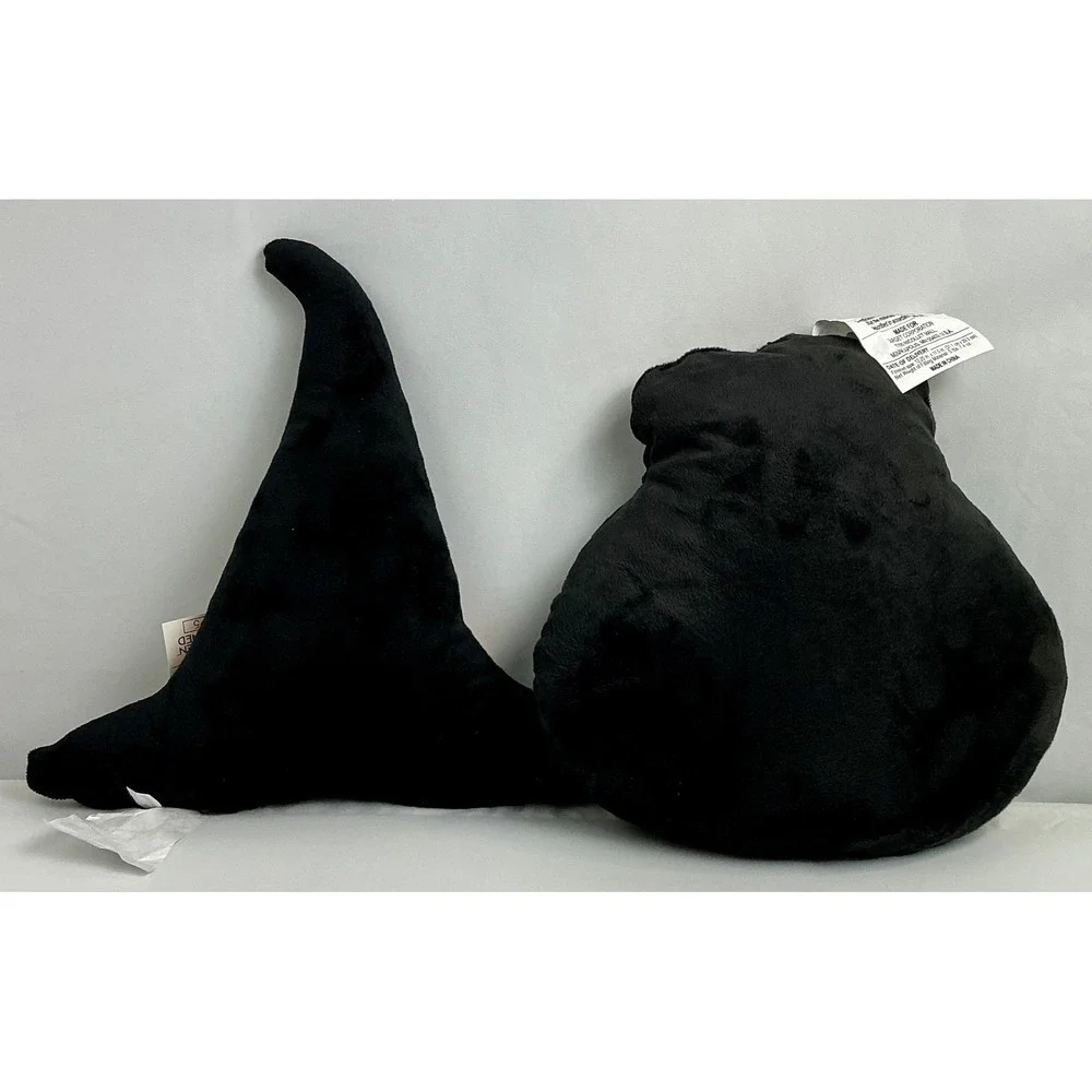 Halloween Decorative Pillow‎ Set Witch Hat & Silver Skull Plush New Soft & Comfy
